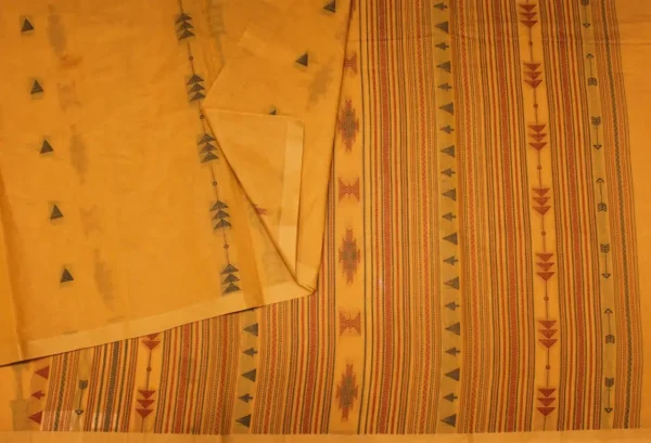 Pure Handloom Kovai Cotton Saree In Mustard Yellow