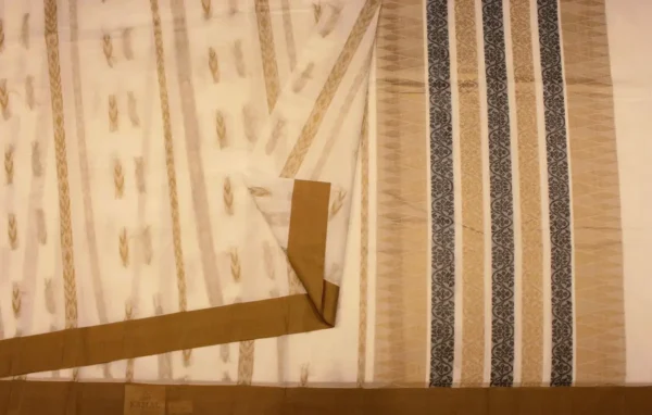 Pure Handloom Kovai Cotton Saree In Off White & Cream Shade