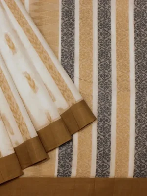 Pure Handloom Kovai Cotton Saree In Off White & Cream Shade