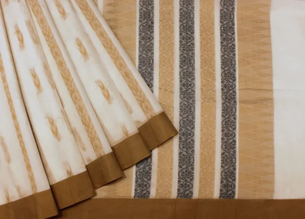 Pure Handloom Kovai Cotton Saree In Off White & Cream Shade