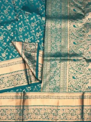 Pavithram Soft Silk Saree Rama Green In CloseUp