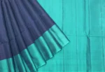 Pure Handloom Soft Silk Saree In Tealish Blue With Threadwork