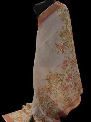 Tissue Linen Saree In Pearl Grey