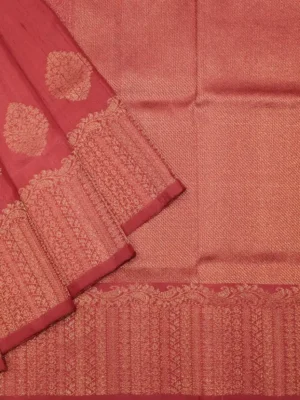 Soft Silk saree In Pale Carmine With Floral Zari