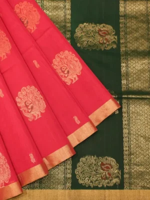 Pure Silk Cotton Saree In Vibrant Pink