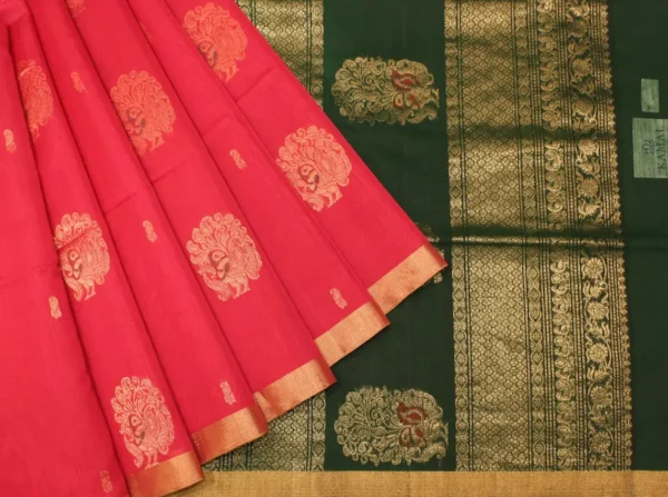 Pure Silk Cotton Saree In Vibrant Pink