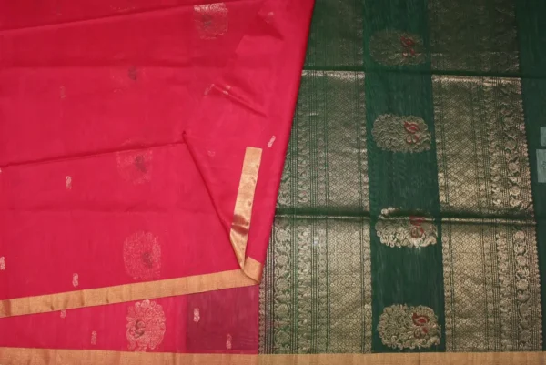 Pure Silk Cotton Saree In Vibrant Pink