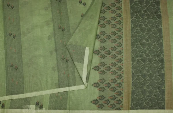Handloom Pure Kovai Cotton Saree In Pista Green