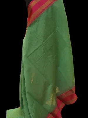 Semi Chanderi Saree In Pista Green