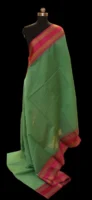 Semi Chanderi Saree In Pista Green