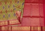 Soft Silk Saree In Dark beige With Ikkat Designs