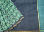 Pure Chanderi Cotton Saree in Sea Green with Ikat Design