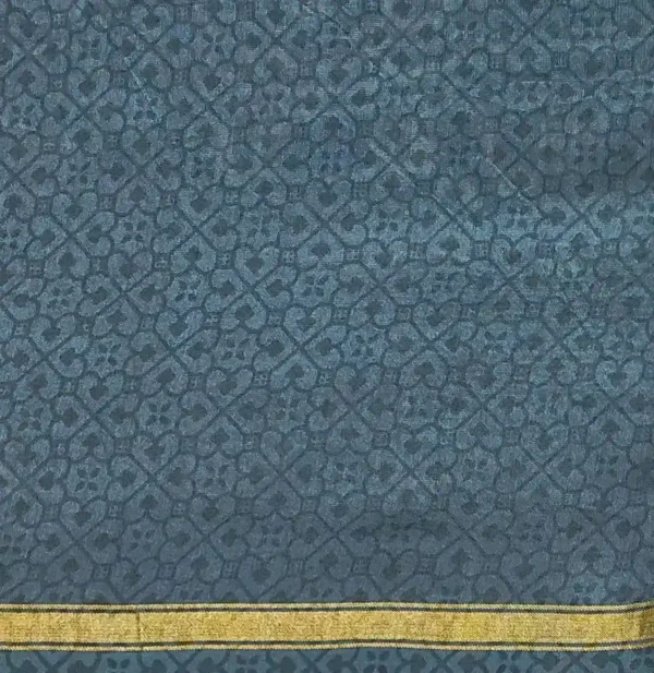 Pure Chanderi Cotton Saree in Sea Green with Ikat Design