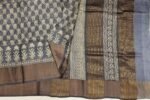 Pure Tussar Silk Saree In Davy GreyWith Golden Zari Border