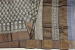 Pure Tussar Silk Saree In Davy GreyWith Golden Zari Border