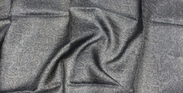 Pure Tussar Silk Saree In Davy GreyWith Golden Zari Border