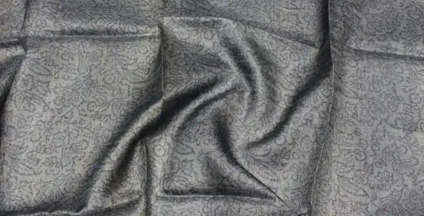 Pure Tussar Silk Saree In Davy GreyWith Golden Zari Border