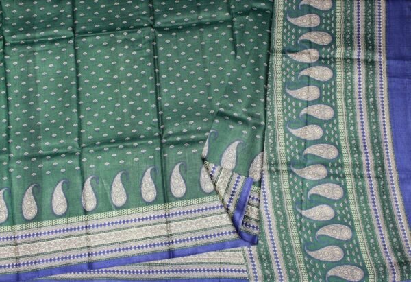 Pure Tussar Silk Saree In Bluish Grey