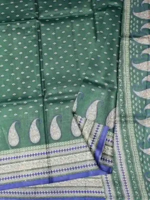 Pure Tussar Silk Saree Bluish Grey In CloseUp