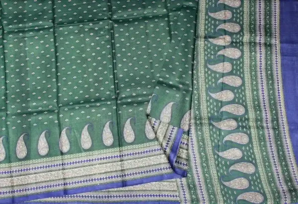Pure Tussar Silk Saree In Bluish Grey