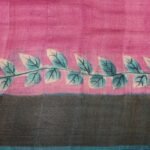 Pure Tussar Silk Saree In Greenish Blue With Goldern Zari Border
