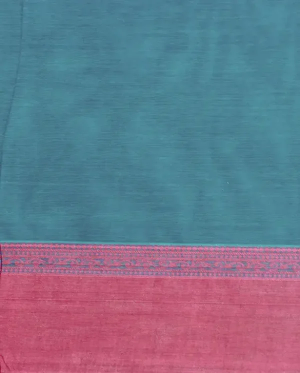 Pure Handloom Kovai Cotton Saree In Rama Blue Shade