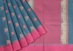 Pure Handloom Kovai Cotton Saree In Rama Blue Shade