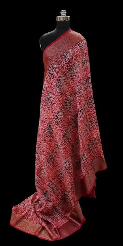 Crimson Red Pure Chanderi Cotton Saree