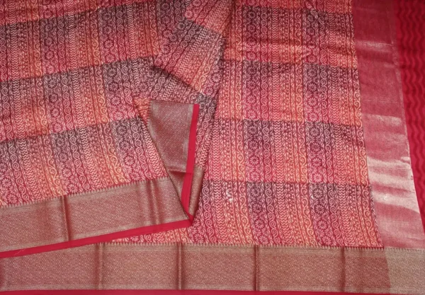Crimson Red Pure Chanderi Cotton Saree