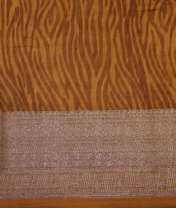 Pure Chanderi Cotton Saree In Rust Brown