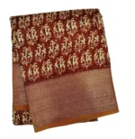 Pure Chanderi Cotton Saree In Rust Brown