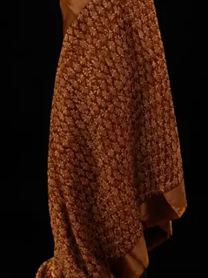 Pure Chanderi Cotton Saree In Rust Brown
