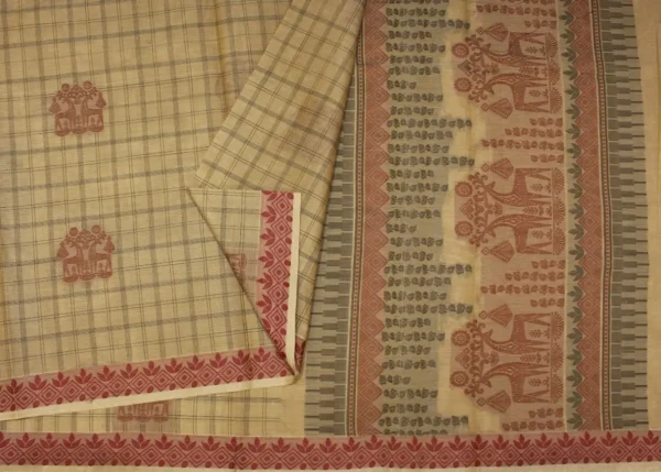 Sandal Color In Kovai Cotton Saree With Threadwork