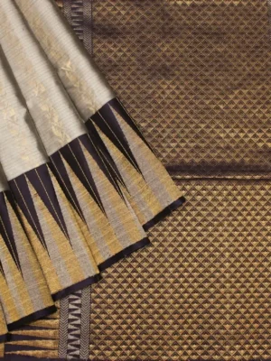 Pure Handloom Soft Silk Saree In Silver Grey