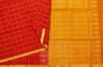 Red Soft Silk Saree with Checks