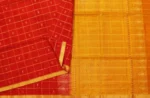 Red Soft Silk Saree with Checks