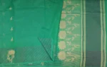 Iconic Kovai Cotton Saree In Sea Green With Leaf Motifs