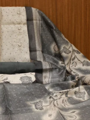 Semi Tussar Salwar Material With Printed Pattern