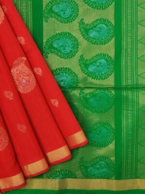 Handloom Silk Cotton Saree in Red