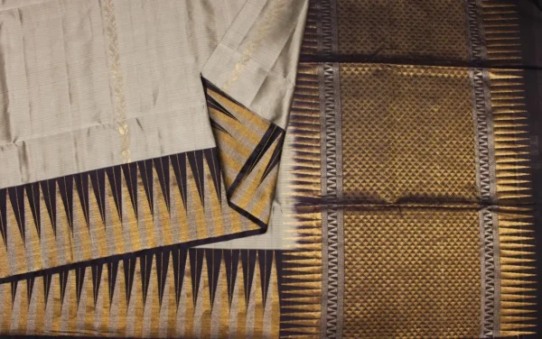 Pure Handloom Soft Silk Saree In Silver Grey
