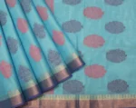 Pure Handloom Kovai Cotton Saree In Sky Blue