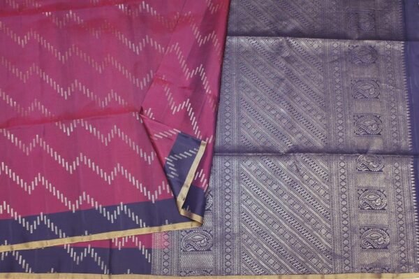Handloom Pure Soft Sil Saree In Dark Magenta
