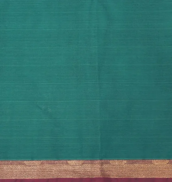 Pure Handloom Kovai Cotton Saree In Teal Blue Shade