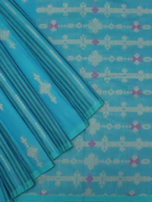 Pure Handloom Kovai Cotton Saree In Teal Green