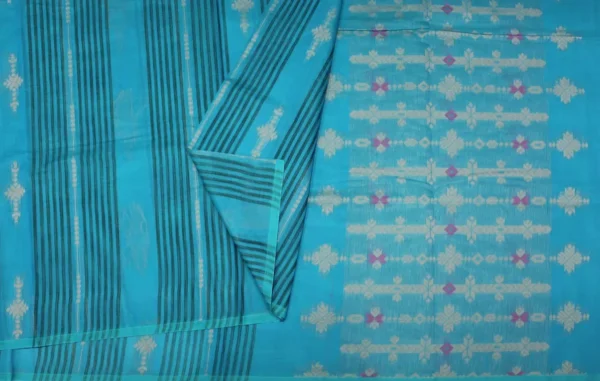 Pure Handloom Kovai Cotton Saree In Teal Green