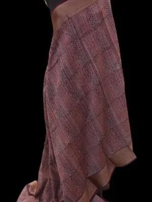 Pure Chanderi Cotton Saree In Wine Red