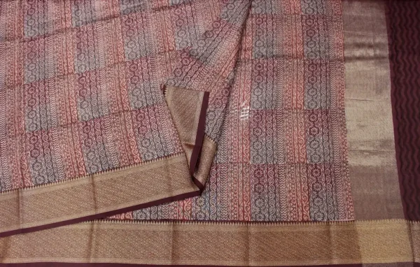Pure Chanderi Cotton Saree In Wine Red