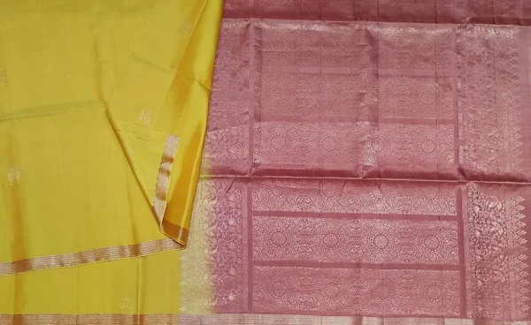 Soft Silk Saree In Turmeric Yellow With Trees Motifs