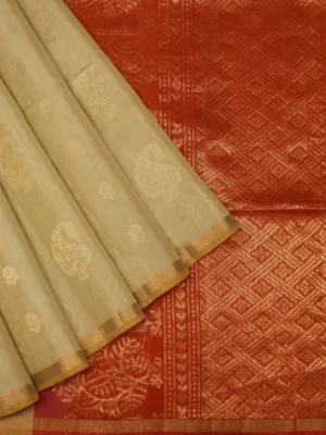 Beige Cream Pure Silk Cotton Saree