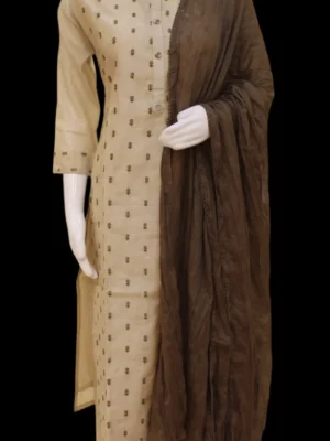 Beige and Dark Brown Salwar Set